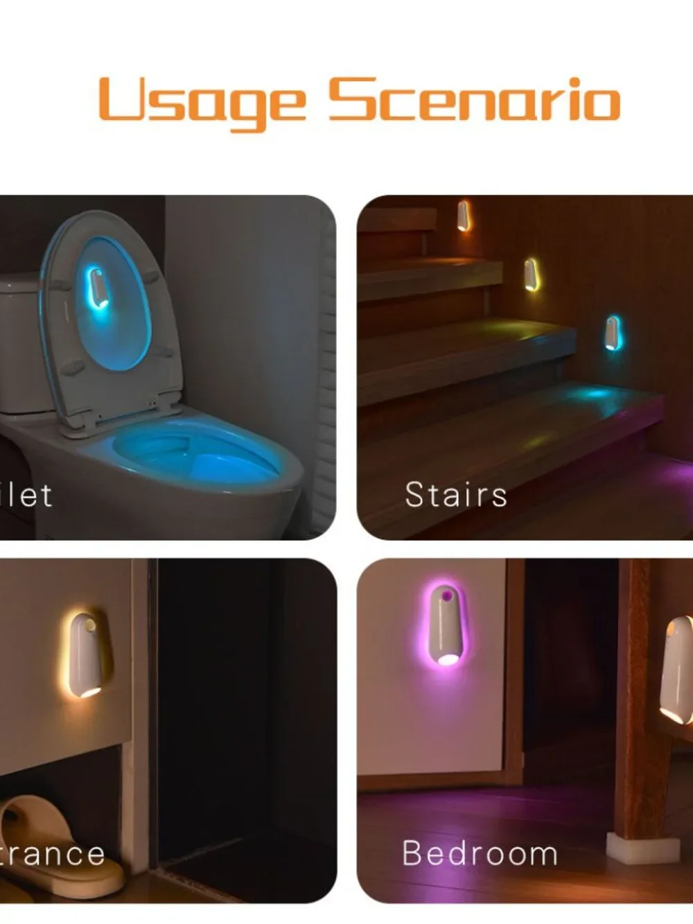 Toilet Night Light Motion Sensor, 8 Color Changing LED Wall Motion Sensor Light